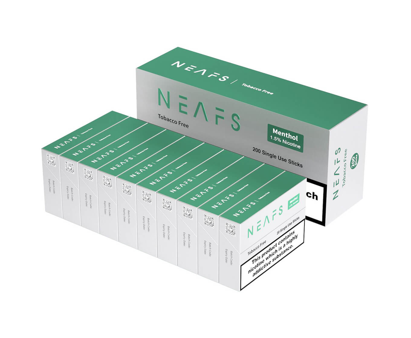 NEAFS Mentolové 1,5% nikotinové tyčinky - karton (200 tyčinek)